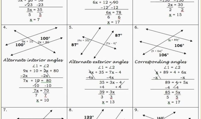 Parallel lines and transversals answer key