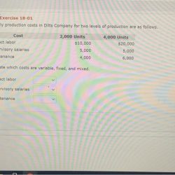 Monthly production costs in dilts company