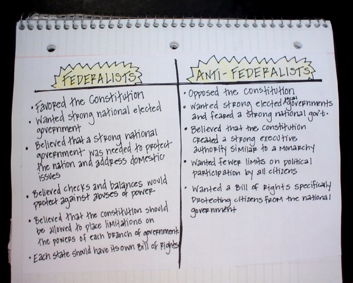 Complete the chart about federalists and antifederalists.